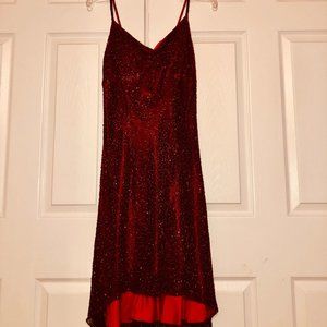 Beaded, garnet A-line dress
